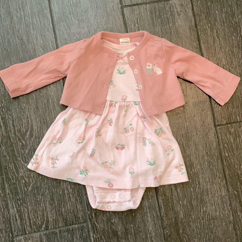Floral bunny dress with cardigan 🐇